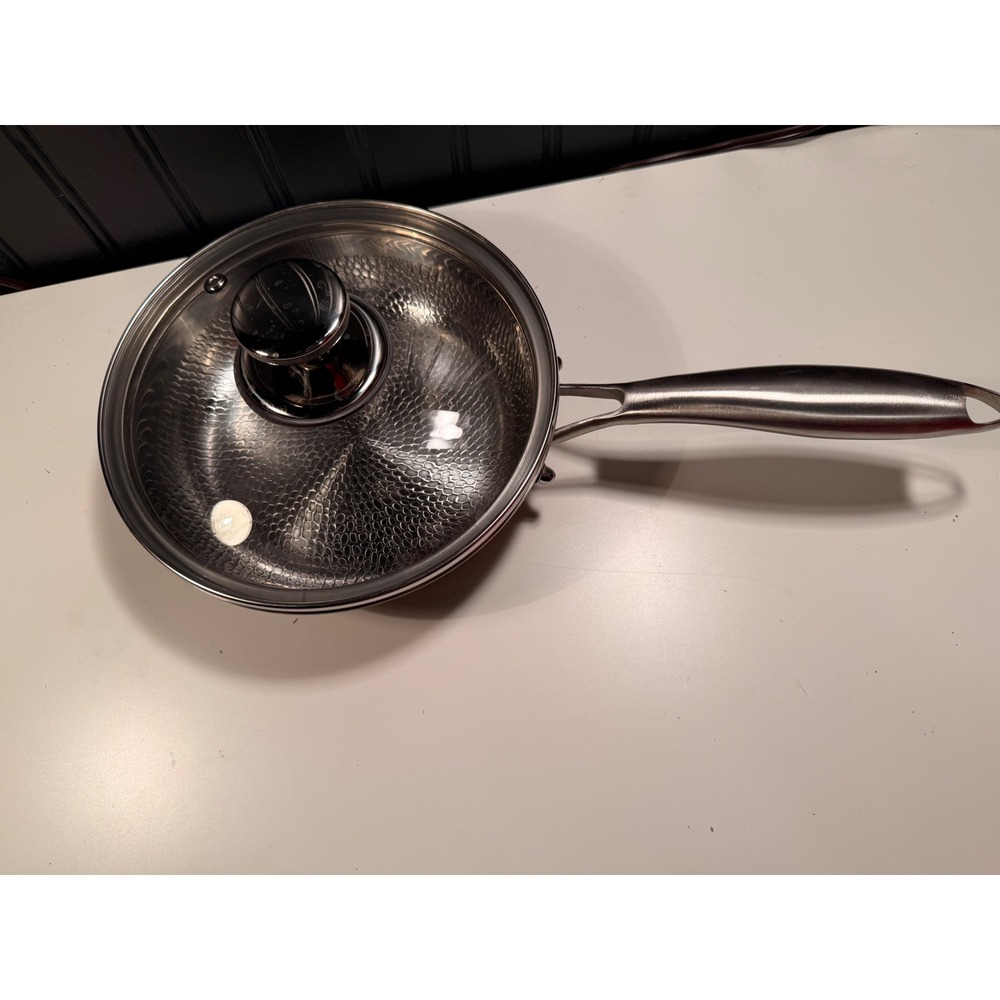 Cooks Club 8 Inch Stainless Steel Skillet Frying Pan with Glass Lid 18/10 Steel